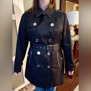 Michael Kors Women's Black 2 Tone Trench Coat Size XL